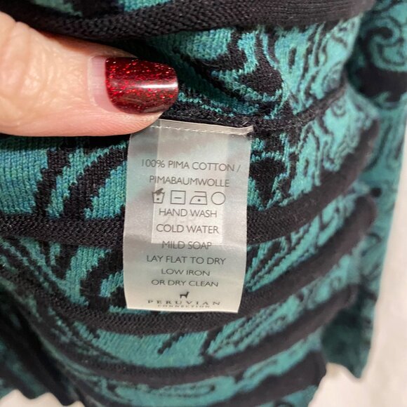 Peruvian Connection Orinda Top‎ Turquoise and Black Size S NWT - Picture 4 of 8
